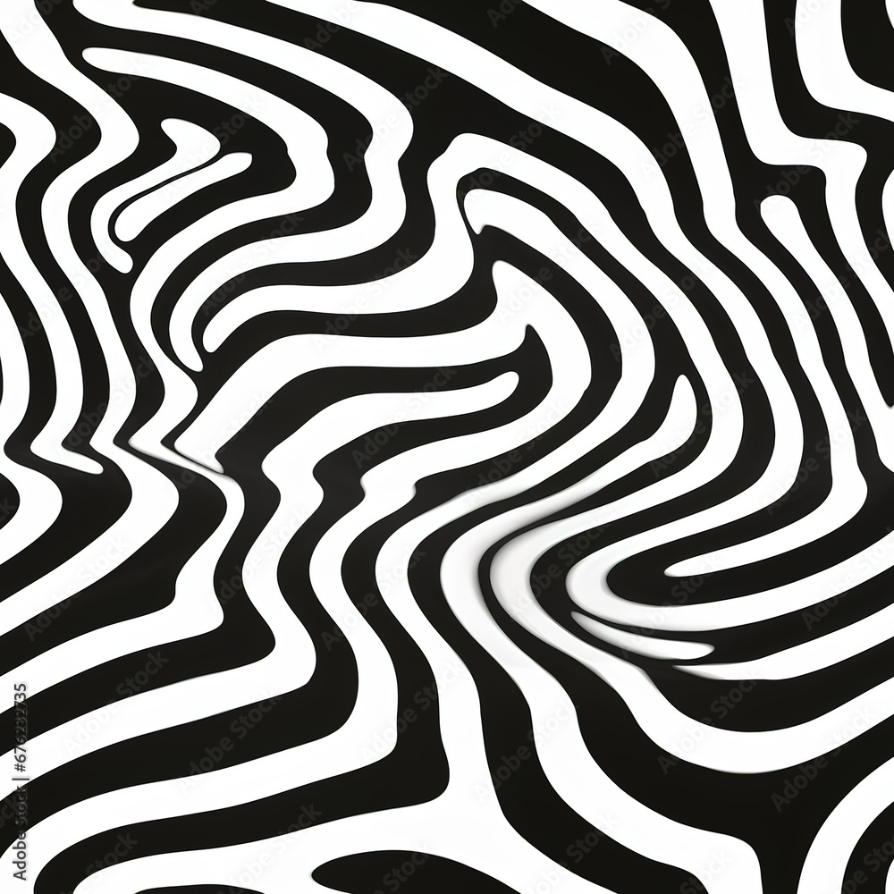 Naklejka premium Hypnotic black and white swirl abstract optical illusion curves repeat pattern
