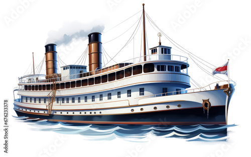 Vintage Steamboat On Isolated Background