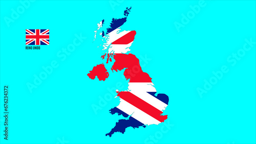 United Kingdom flag map illustration light color background