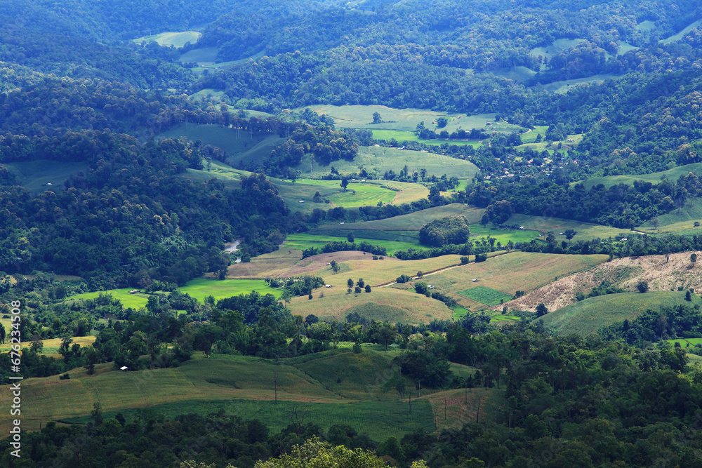 Conditions and agricultural areas of the Karen hill tribe, Thailand