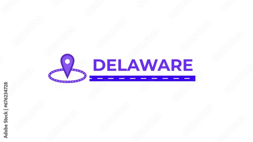 Delaware location name maps icon animation. Alpha matte with transparent background 4K resolution. Delaware location name maps icon animation. Alpha matte with transparent background 4K resolution.
