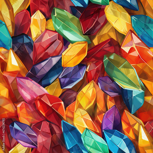 Gemstones crystals colorful repeat pattern