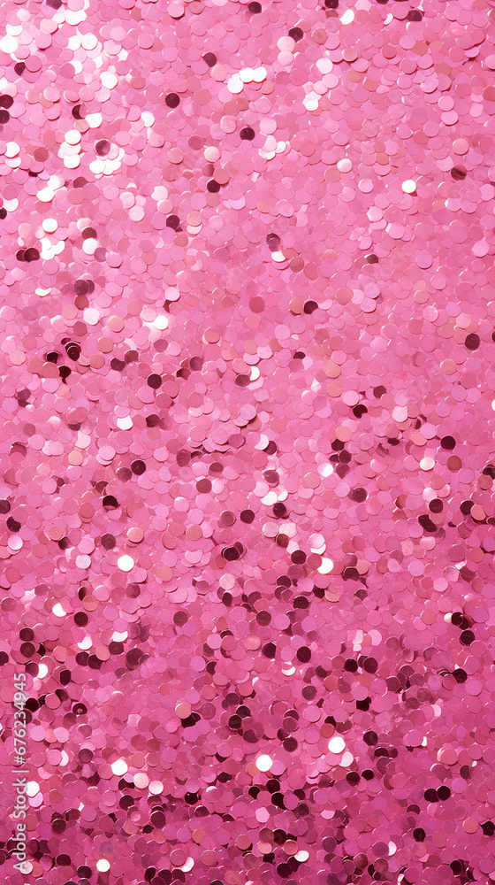 Glitter pink background with sequins. Close-up image.