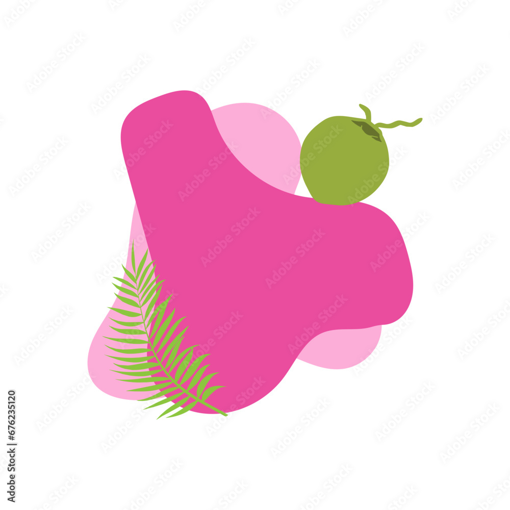 summer fluid with tropical leave and fruit summer fluid with tropical leave and fruit