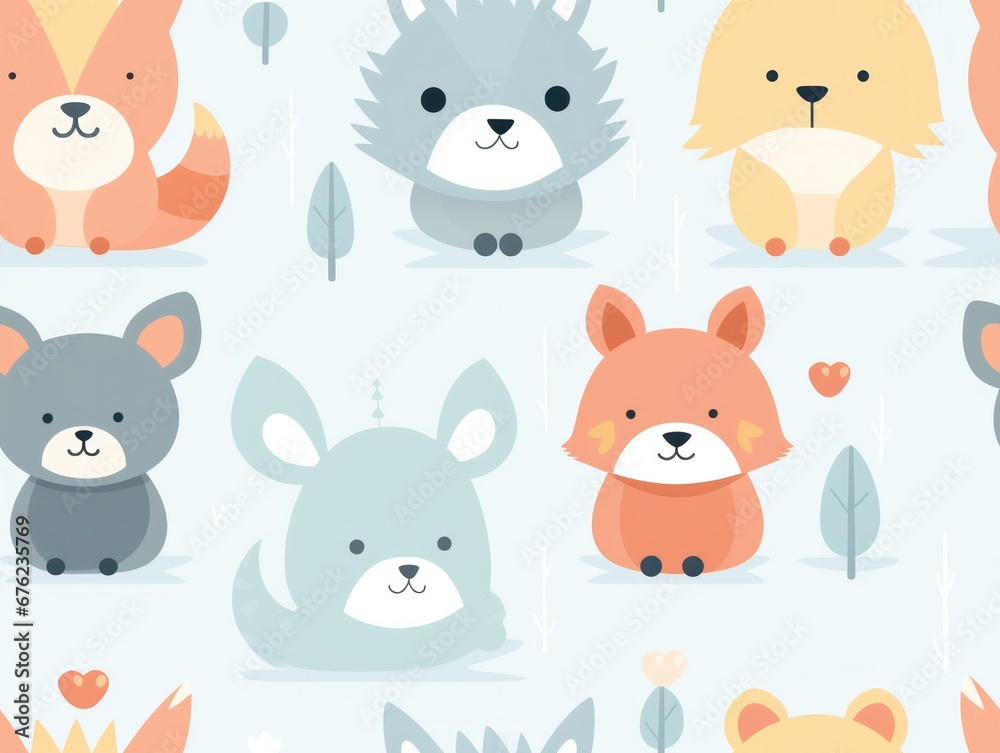seamless pattern cute animal