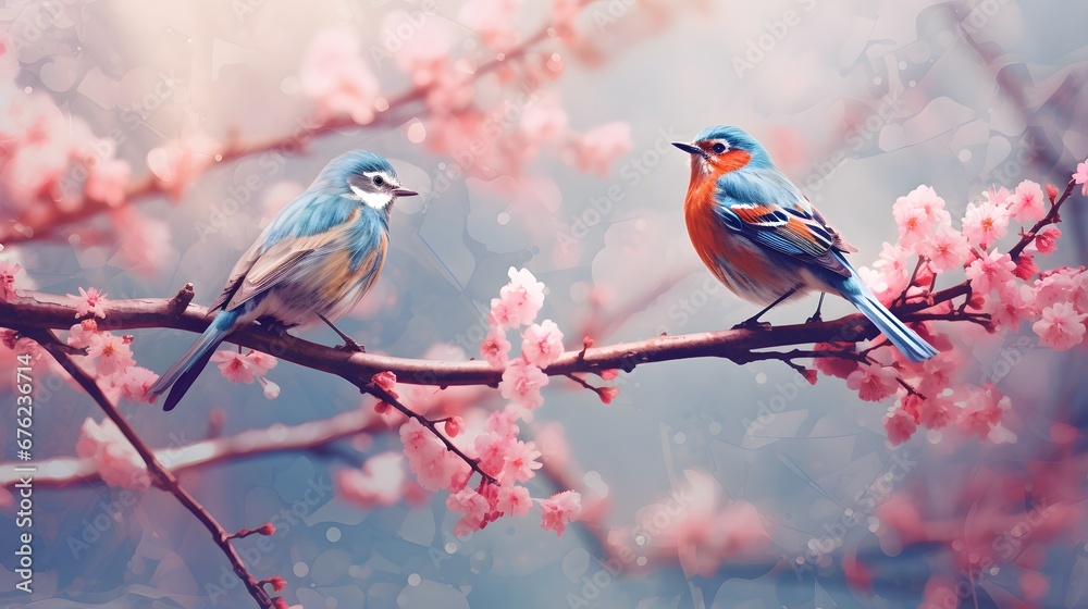 birds in spring. 
