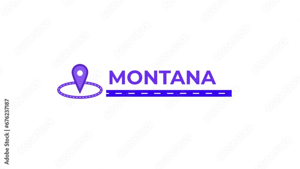 Montana location name maps icon animation. Alpha matte with transparent background 4K resolution. Montana location name maps icon animation. Alpha matte with transparent background 4K resolution.