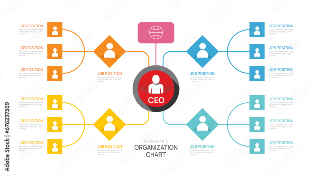 Infographic template for organization chart with business avatar icons. vector infographic for business. Infographic template for organization chart with business avatar icons. vector infographic for business.