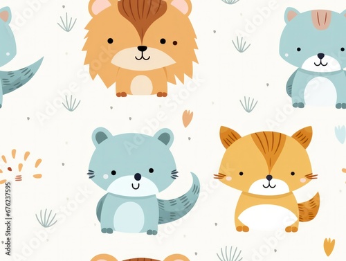 seamless pattern cute animal