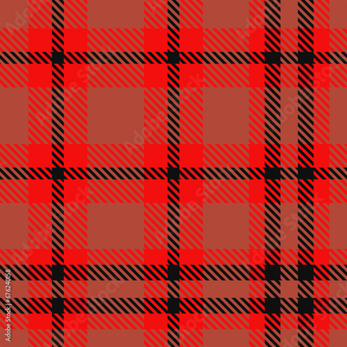 Brown Black Red Tartan Plaid Pattern Seamless. Checkered fabric texture for flannel shirt, skirt, blanket 