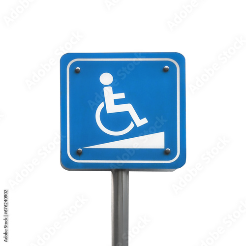 Wheelchair disabled sign. Handicap sign post in public.
