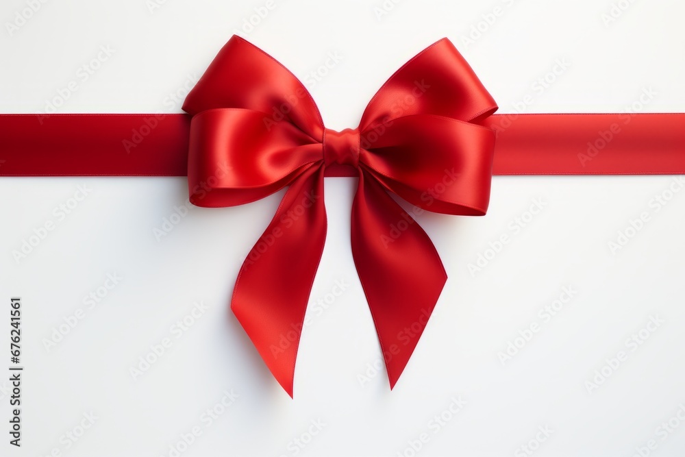 A larg red ribbon bow on white background A larg red ribbon bow on white background