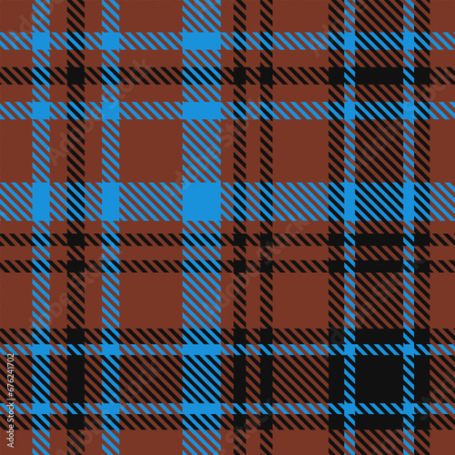 Tartan Brown Black Blue Plaid Pattern Seamless. Checkered fabric texture for flannel shirt, skirt, blanket 