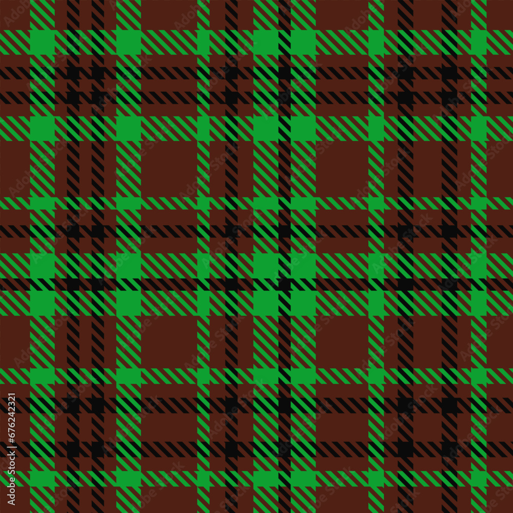 Brown Black Green Tartan Plaid Pattern Seamless. Checkered fabric texture for flannel shirt, skirt, blanket
