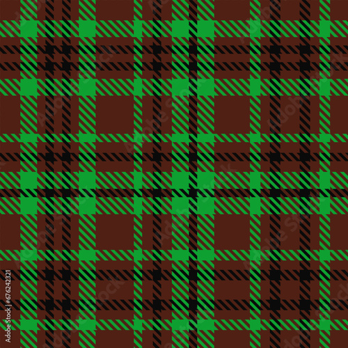 Brown Black Green Tartan Plaid Pattern Seamless. Checkered fabric texture for flannel shirt, skirt, blanket 