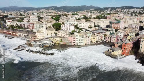 video aereo col drone della città di genova photo