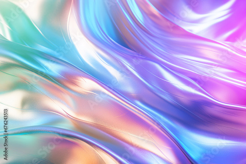 The abstract shiny rainbow and multicolor holographic texture detail wallpaper and background. Iridescent art. Generative AI.