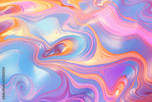 The abstract shiny rainbow and multicolor holographic texture detail wallpaper and background. Iridescent art. Generative AI.