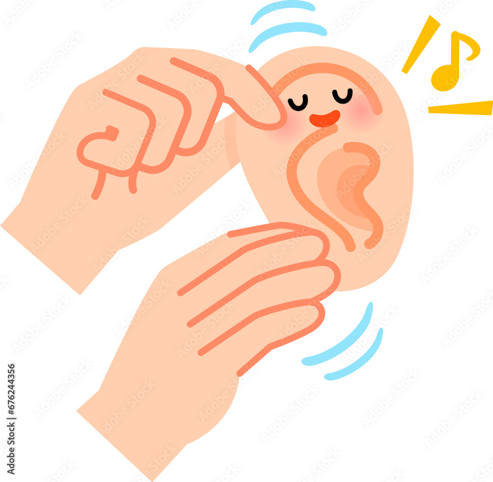 マッサージされる耳のキャラクター マッサージされる耳のキャラクター