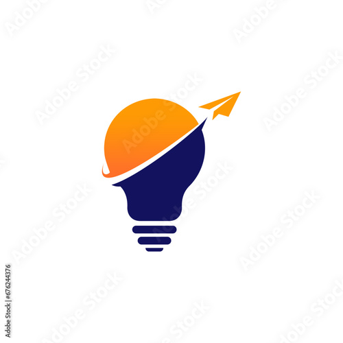 light bulb and paper plane logo concept icon
