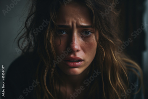 Dramatic Portrait of woman is having a nervous breakdown at wor