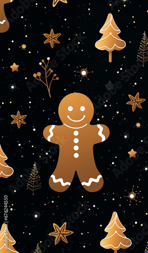 gingerbread cookies on christmas background