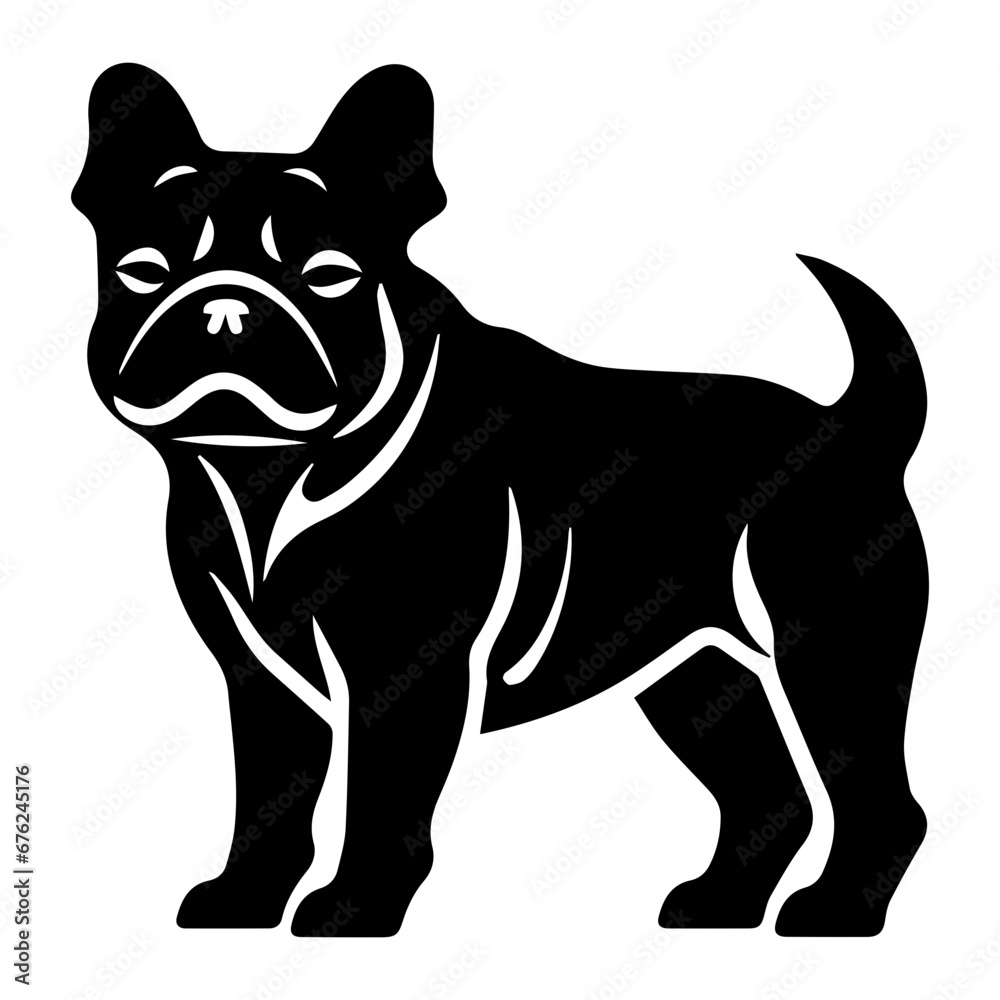 bulldog Dog Vector Silhouette, Generative AI.