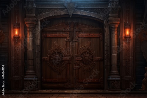 Mysterious Wooden Castle Door