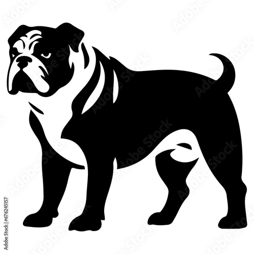 bulldog Dog Vector Silhouette, Generative AI.
