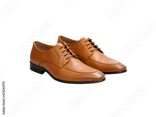 Elegant tan leather dress shoes on a white background, perfect for sophisticated style.
