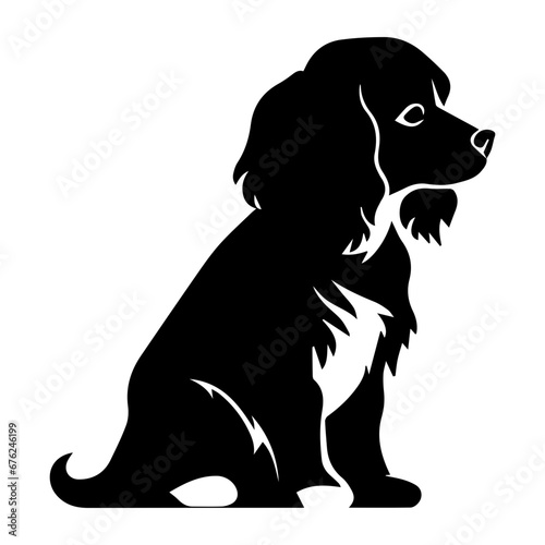 Cavalier King Charles Spaniel Dog Vector Silhouette, Generative AI.