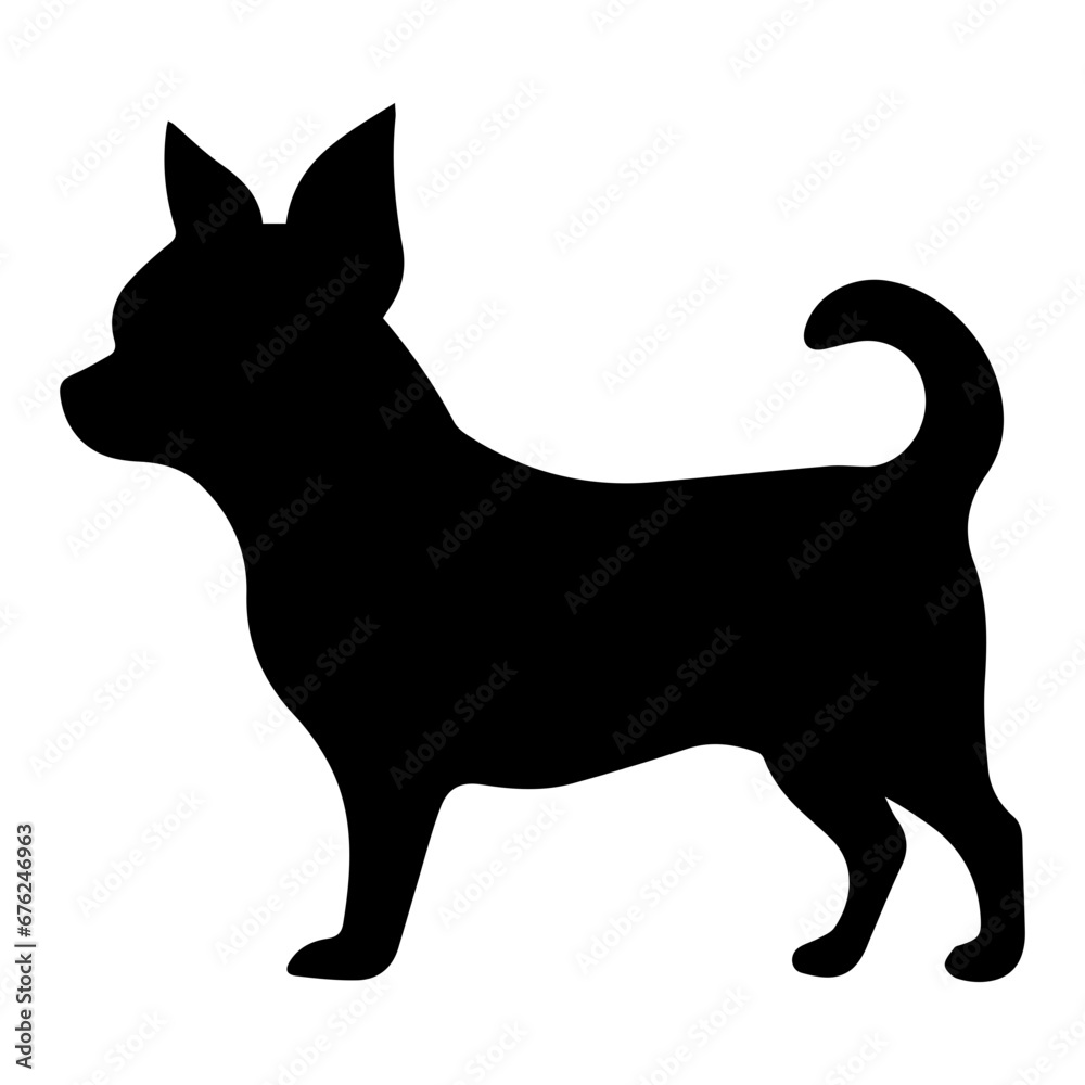 chihuahua Dog Vector Silhouette, Generative AI.