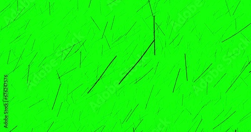 Few lines animation random sketch black green screen. Cartoon greenbox overlay isolated doodle grunge crazy scratches, animation good  for any vido material 4K.
 photo