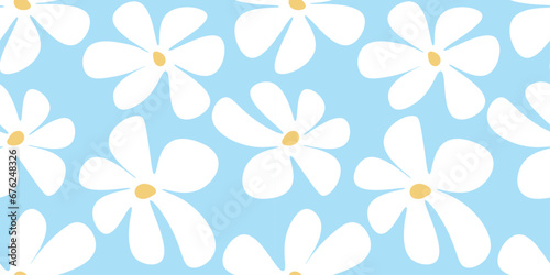 White retro daisies seamless pattern