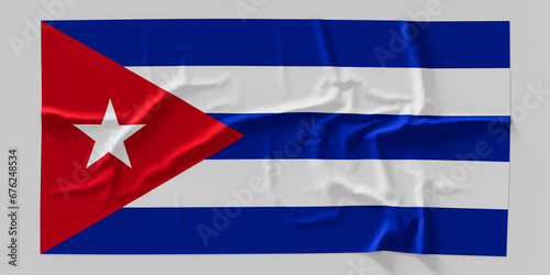 Flag of Cuba. Fabric textured Cuba flag isolated on white background. 3D illustration