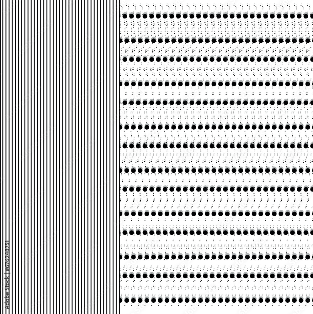 A dense cluster of dots ends in the left striped zone A dense cluster of dots ends in the left striped zone