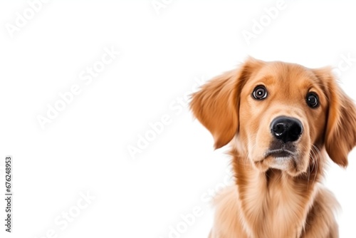 Dog on White Background with Copy Space 