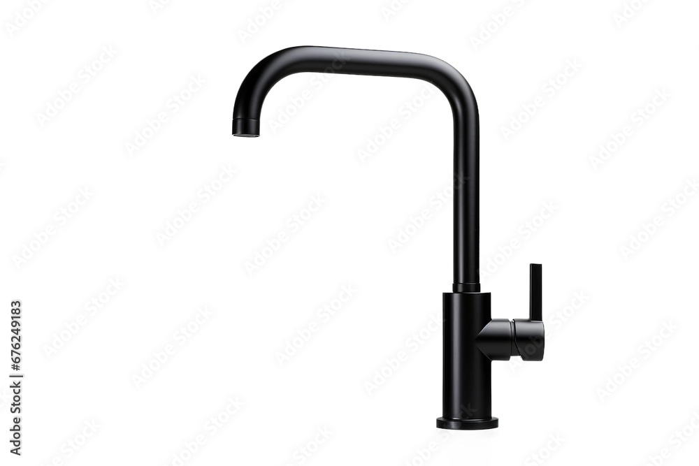 Contemporary Black Sink Faucet Isolated on Transparent Background