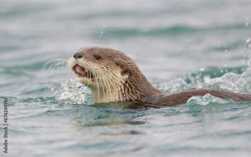 Obraz premium otter diving into the water