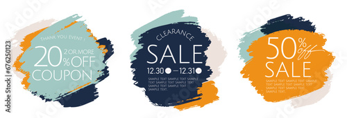 筆で描いた、タイトル、コピー、テキストの背景パーツセット