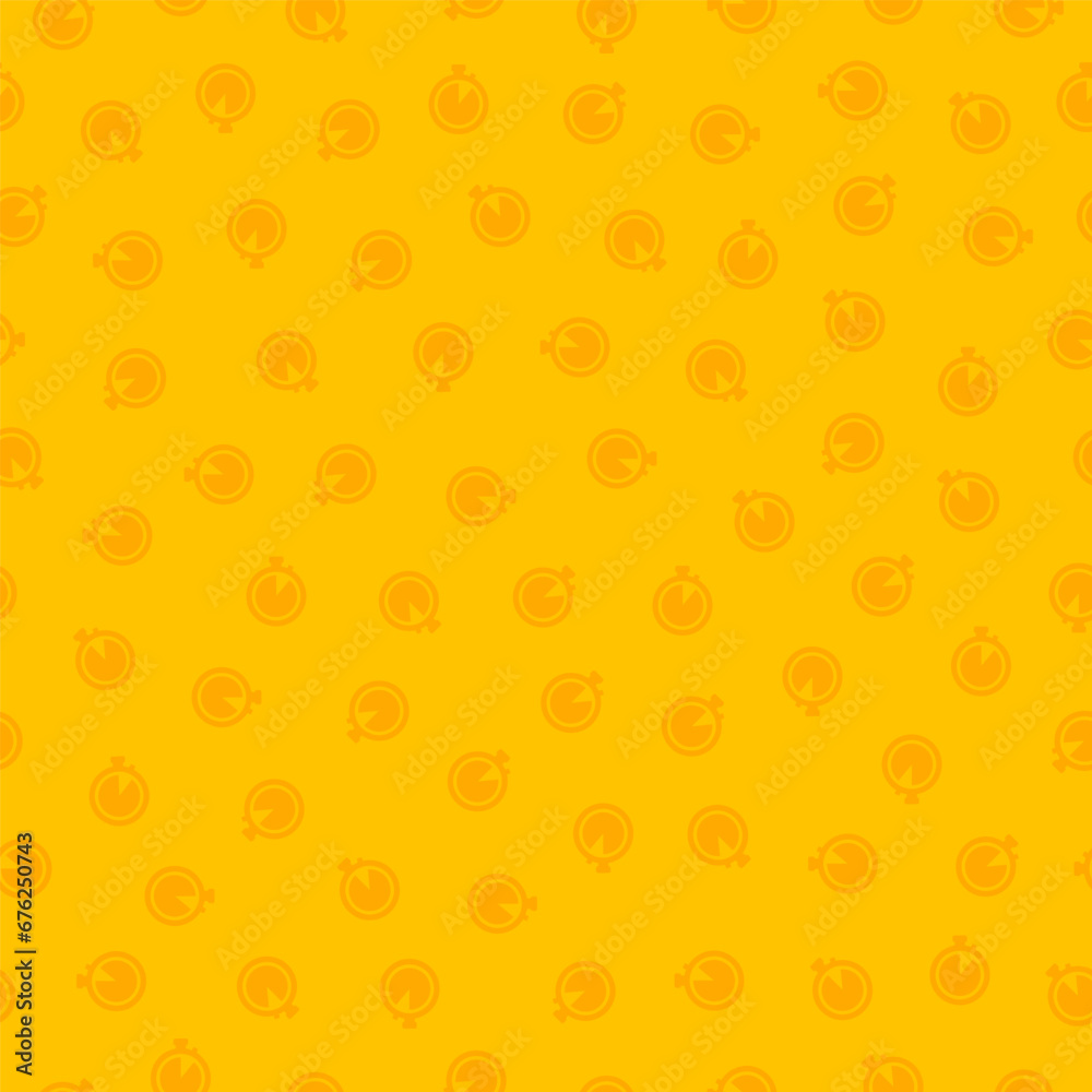 Yellow seamless pattern with orange stopwatch Yellow seamless pattern with orange stopwatch