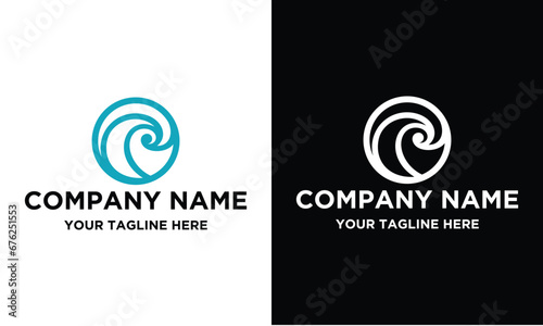 Ocean waves in a circle. Minimalistic and simple vector design.