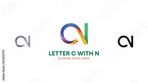 CN's modern logo forming a rotated number 2. Colorful abstract design vector.