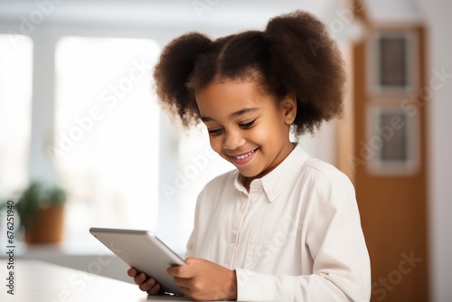 African American Girl having fun doing homework 