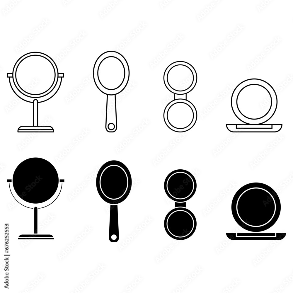 Mirror icon vector set. Hand Mirror illustration sign collection. Fashion symbol. Wardrobe logo. Mirror icon vector set. Hand Mirror illustration sign collection. Fashion symbol. Wardrobe logo.