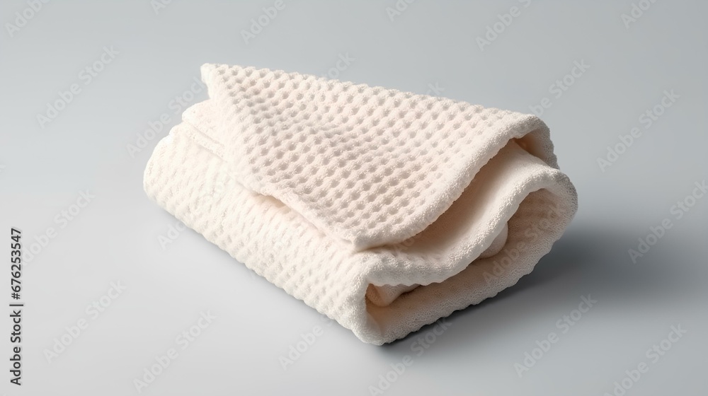 Mockup of a white folded waffle towel isolated on a background. generative AI Mockup of a white folded waffle towel isolated on a background. generative AI