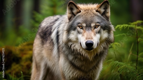 Alert Grey Wolf Hunting. 
