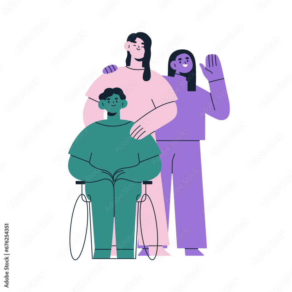 Happy diverse people portrait. Friends group, person with disability in ...
