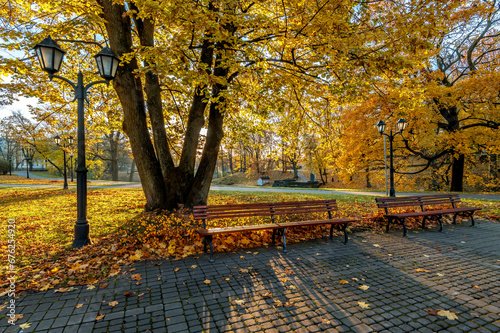 Autumn in central public park of Riga - the capital and largest city of Latvi...