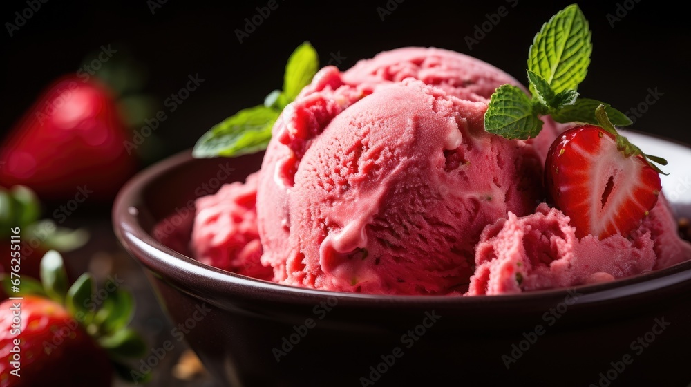 Close up of strawberry ice cream.
Close up of strawberry ice cream.